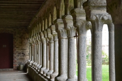 Plan rapproché sur quelques colonnes du cloître ouest de l'abbaye