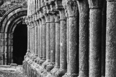 Plan rapproché sur quelques colonnes du cloître ouest de l'abbaye