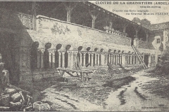 Gravure du cloître de la Grainetière avant sa restauration
