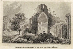 Gravure des ruines de l'église abbatiale de l'Abbaye de la Grainetiière